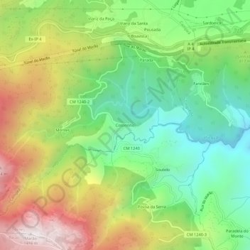 Mapa topográfico Cotorinho, altitud, relieve