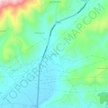 Mapa topográfico Düzköy, altitud, relieve