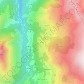 Mapa topográfico Le Roux, altitud, relieve