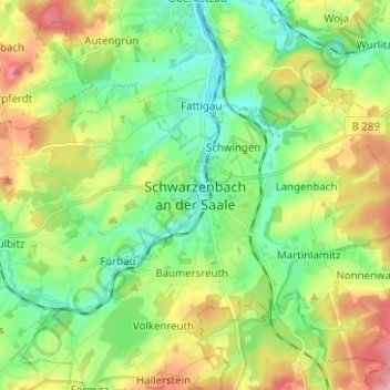 Mapa topográfico Schwarzenbach an der Saale, altitud, relieve