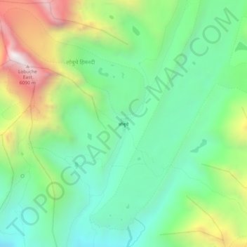 Mapa topográfico Lobuche, altitud, relieve