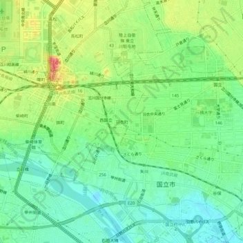 Mapa topográfico Hagoromocho, altitud, relieve