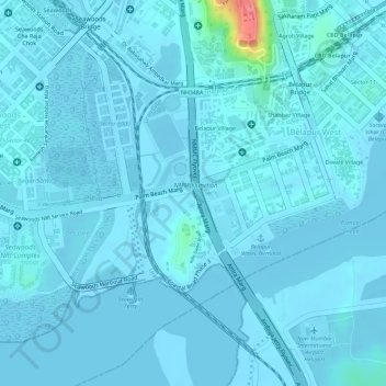 Mapa topográfico Belapur Fort, altitud, relieve