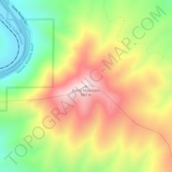Mapa topográfico Baldy Mountain, altitud, relieve