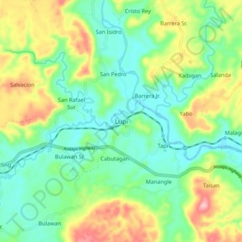 Mapa topográfico Lupi, altitud, relieve