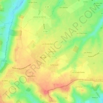 Mapa topográfico Les Ravats, altitud, relieve