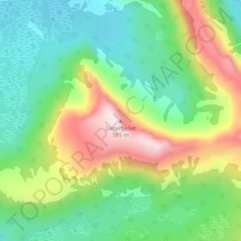 Mapa topográfico Sæterfjellet, altitud, relieve