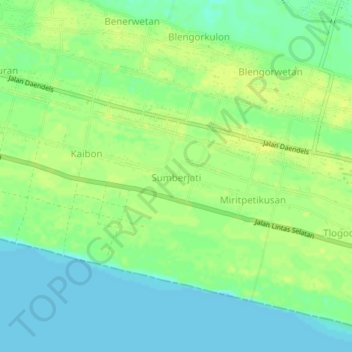 Mapa topográfico Sumberjati, altitud, relieve