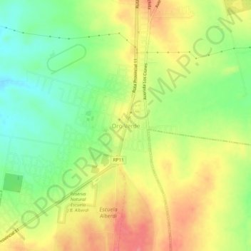 Mapa topográfico Oro Verde, altitud, relieve