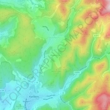 Mapa topográfico Wässerlehof, altitud, relieve