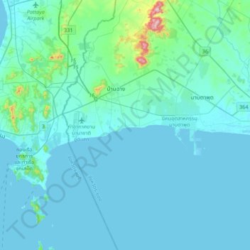 Mapa topográfico Ban Chang, altitud, relieve