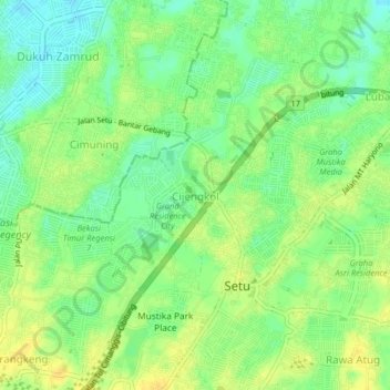 Mapa topográfico Cijengkol, altitud, relieve