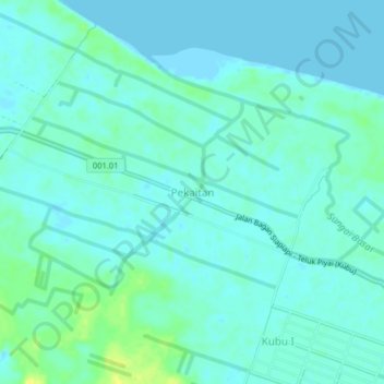 Mapa topográfico Pekaitan, altitud, relieve