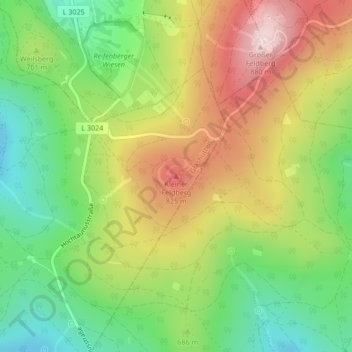 Mapa topográfico Kleiner Feldberg, altitud, relieve