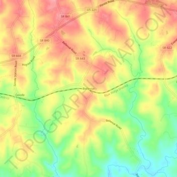 Mapa topográfico Bellevue, altitud, relieve