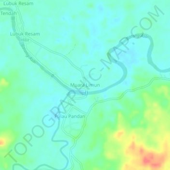 Mapa topográfico Muara Limun, altitud, relieve