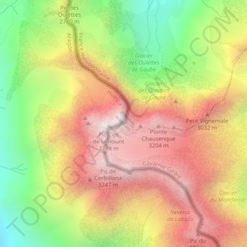 Mapa topográfico Grotte du Paradis, altitud, relieve