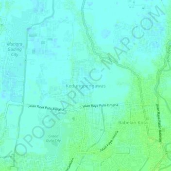 Mapa topográfico Kedungpengawas, altitud, relieve