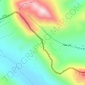 Mapa topográfico Karakoram Pass, altitud, relieve