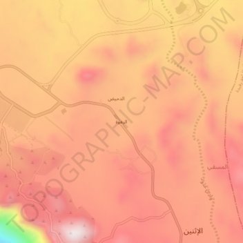 Mapa topográfico Ar Rahwah, altitud, relieve