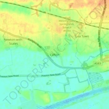 Mapa topográfico Clifton, altitud, relieve