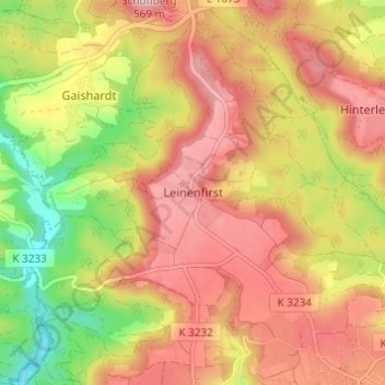 Mapa topográfico Leinenfirst, altitud, relieve