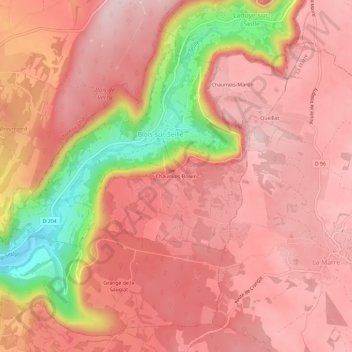 Mapa topográfico Chaumois-Boivin, altitud, relieve
