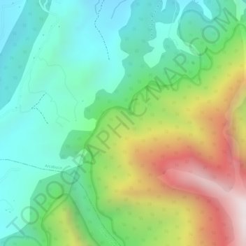 Mapa topográfico El Secreto, altitud, relieve