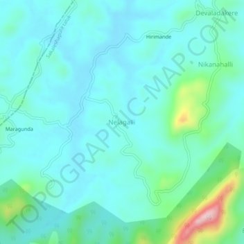 Mapa topográfico Nelagalli, altitud, relieve