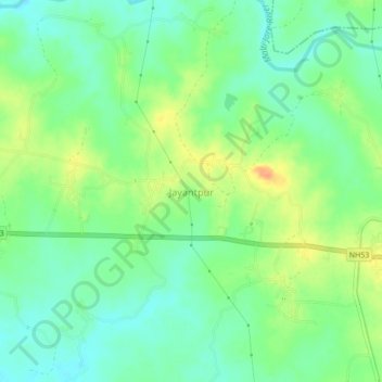 Mapa topográfico Jayantpur, altitud, relieve