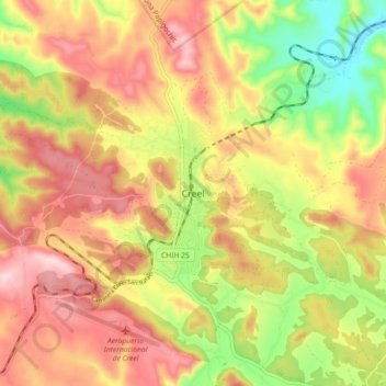 Mapa topográfico Creel, altitud, relieve