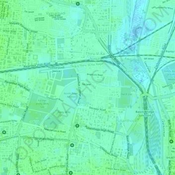 Mapa topográfico VOC Nagar, altitud, relieve