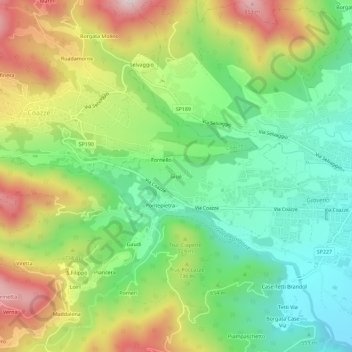 Mapa topográfico Giué, altitud, relieve