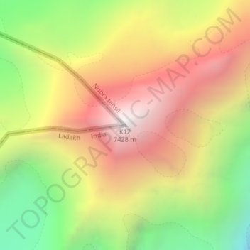 Mapa topográfico K12, altitud, relieve