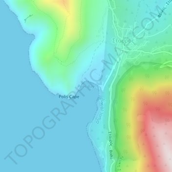 Mapa topográfico Polis Bay, altitud, relieve
