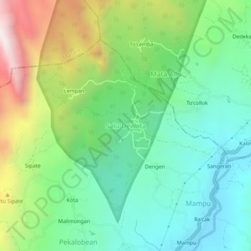 Mapa topográfico Salu Dewata, altitud, relieve
