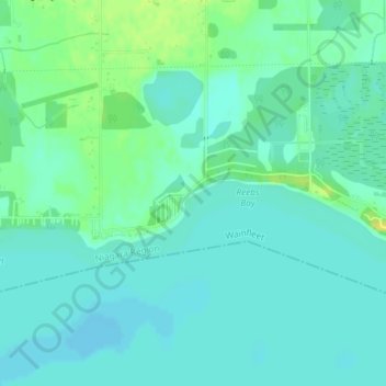 Mapa topográfico Reebs Bay, altitud, relieve