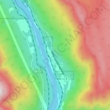 Mapa topográfico Canyon Alpine, altitud, relieve