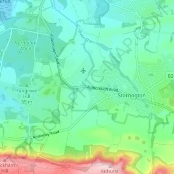 Mapa topográfico Cootham, altitud, relieve