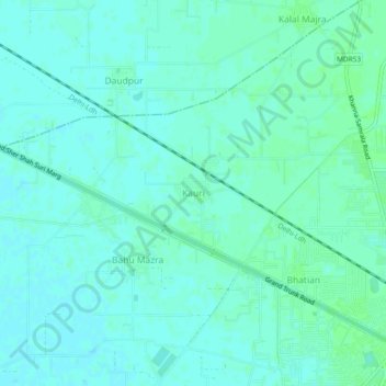 Mapa topográfico Kauri, altitud, relieve