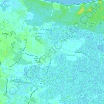Mapa topográfico Sauzelle, altitud, relieve