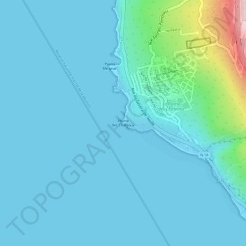 Mapa topográfico Pointe des Châteaux, altitud, relieve
