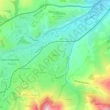 Mapa topográfico Fonsala, altitud, relieve