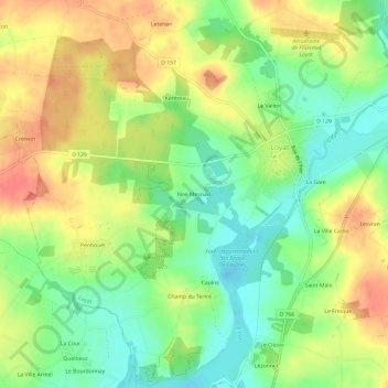 Mapa topográfico Noë Mesnais, altitud, relieve