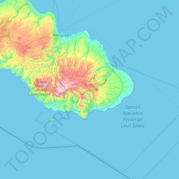 Mapa topográfico Kecamatan Mahu, altitud, relieve
