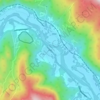 Mapa topográfico Flå, altitud, relieve