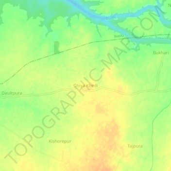 Mapa topográfico Ghiya Khedi, altitud, relieve