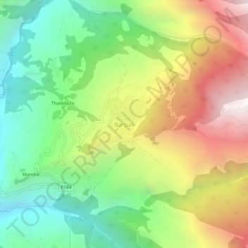 Mapa topográfico Barpak, altitud, relieve