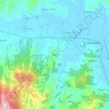 Mapa topográfico Caeté, altitud, relieve