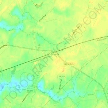 Mapa topográfico Carrsville, altitud, relieve